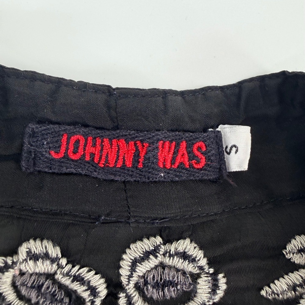 Johnny Was Embroidered Floral Okinawa Kimono Top Size S Boho Black White - Picture 4 of 7